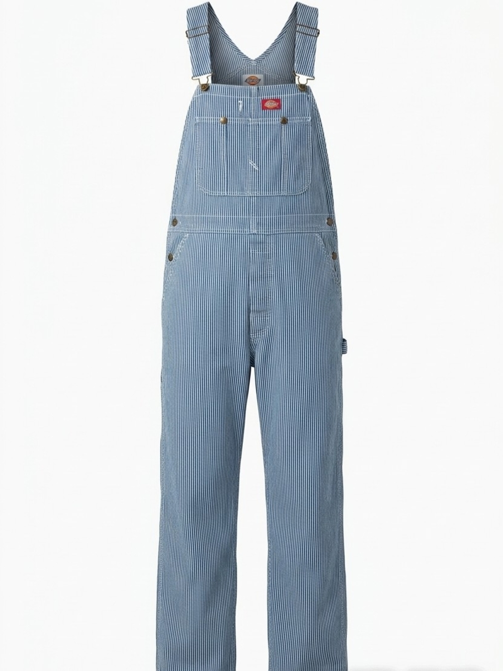 Dickies Blue & White Stripe Men's Relaxed Bib Overalls